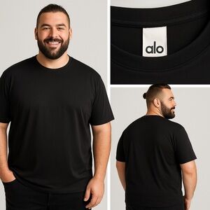 Alo Yoga Black Performance Tee – Size 4XL, Moisture-Wicking, Lightweight